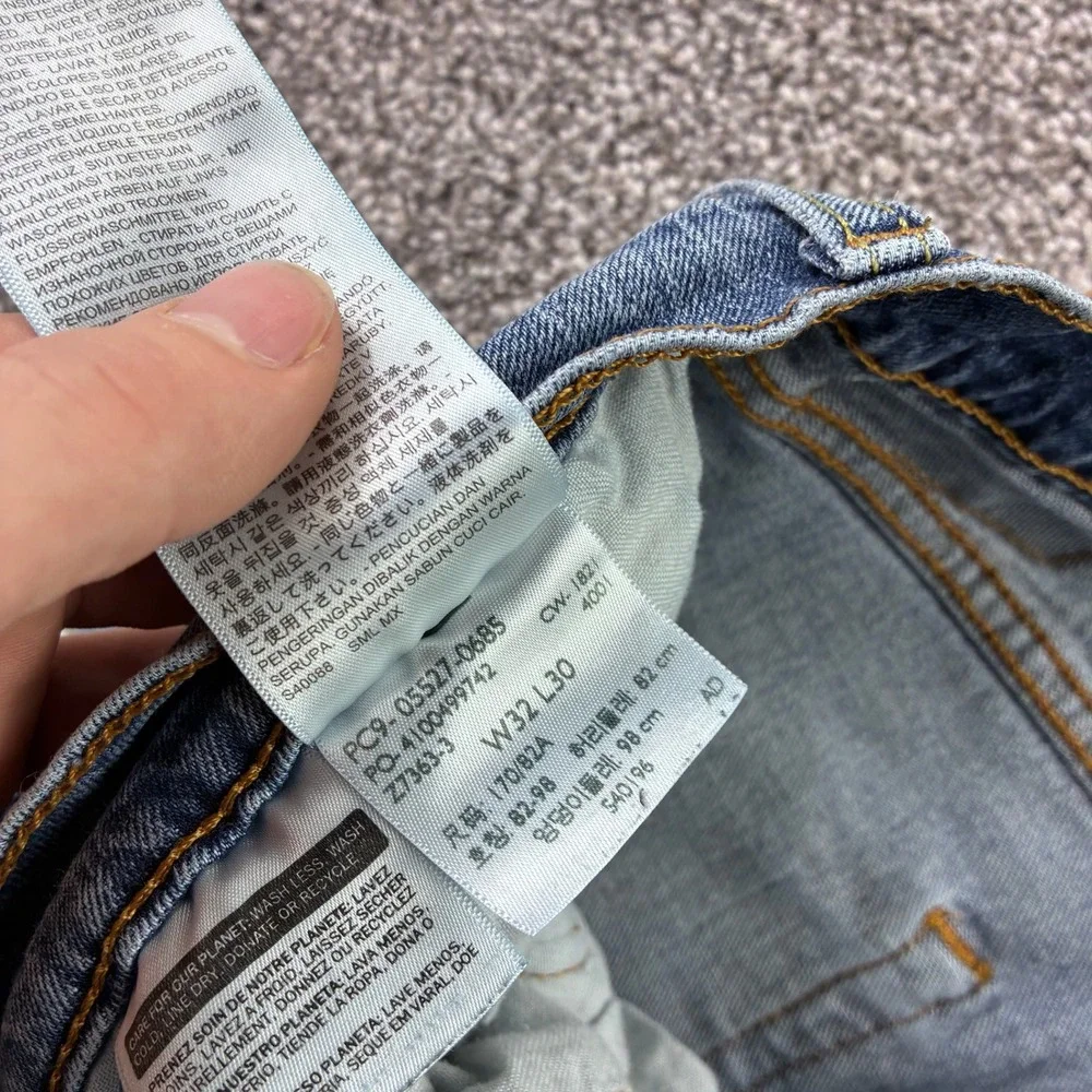 Levi's 527 Jeans Mens 32x30 Blue Slim Bootcut Denim‎ Distressed Faded Light Wash